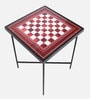 Chess Glass Top Patio Table in Red And White Colour