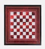 Chess Glass Top Patio Table in Red And White Colour