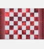 Chess Glass Top Patio Table in Red And White Colour