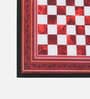 Chess Glass Top Patio Table in Red And White Colour