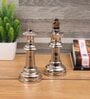 Chess King & Queen Nickel (Small ) (Set Of 2) Abstract Decor Piece