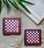 Chess To Life Red (4 x 4 Inches) Marble (Set of 2) Coasters