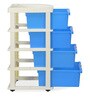 Buggy Plastic Kids Chest Of Drawers in Blue & Cream Colour