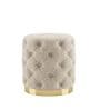 Chester Beige Round Ottoman Stool With Gold Metal Base Chester Beige Round Ottoman Stool With Gold Metal Base