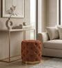 Chester Rust Orange Round Ottoman Stool With Gold Metal Base Chester Rust Orange Round Ottoman Stool With Gold Metal Base