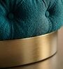 Chester Teal Blue Round Ottoman Stool With Gold Metal Base Chester Teal Blue Round Ottoman Stool With Gold Metal Base