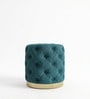 Chester Teal Blue Round Ottoman Stool With Gold Metal Base Chester Teal Blue Round Ottoman Stool With Gold Metal Base