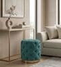 Chester Teal Blue Round Ottoman Stool With Gold Metal Base Chester Teal Blue Round Ottoman Stool With Gold Metal Base