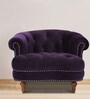 Chesterfield Fabric 1 Seater Sofa in Dark Purple Colour