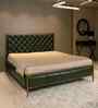 Chesterfield Leather King Size Bed In Green Finish
