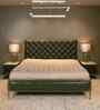 Chesterfield Leather King Size Bed In Green Finish