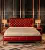 Chesterfield Leather King Size Bed In Red Finish