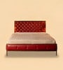 Chesterfield Leather King Size Bed In Red Finish