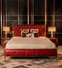 Chesterfield Leather King Size Bed In Red Finish