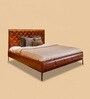 Chesterfield Leather King Size Bed In Tan Finish