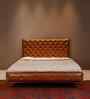 Chesterfield Leather King Size Bed In Tan Finish