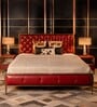 Chesterfield Leather King Size Bed In Red Finish