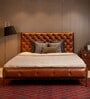 Chesterfield Leather King Size Bed In Tan Finish