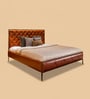 Chesterfield Leather King Size Bed In Tan Finish