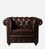 Chesterfield Leather Single Seater Sofa in Brown Colour