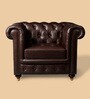 Chesterfield Leather Single Seater Sofa in Brown Colour