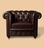 Chesterfield Leather Single Seater Sofa in Brown Colour