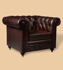 Chesterfield Leather Single Seater Sofa in Brown Colour