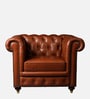 Chesterfield Leather Single Seater Sofa in Cognac Colour