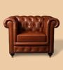 Chesterfield Leather Single Seater Sofa in Cognac Colour