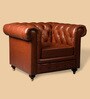 Chesterfield Leather Single Seater Sofa in Cognac Colour