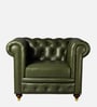Chesterfield Leather Single Seater Sofa in Olive Green Colour