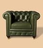 Chesterfield Leather Single Seater Sofa in Olive Green Colour
