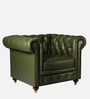 Chesterfield Leather Single Seater Sofa in Olive Green Colour
