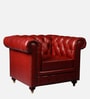 Chesterfield Leather Single Seater Sofa in Red Colour