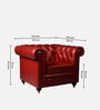 Chesterfield Leather Single Seater Sofa in Red Colour
