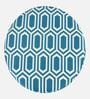 Cheveron Velvet Pouffe in White & Blue Colour