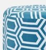Cheveron Velvet Pouffe in White & Blue Colour