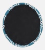 Cheveron Velvet Pouffe in White & Blue Colour