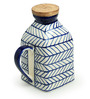 Chevron Hand- Painted 480ml Multicolour Ceramic & Mango Wood Jug with Airtight Lid
