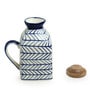 Chevron Hand- Painted 480ml Multicolour Ceramic & Mango Wood Jug with Airtight Lid