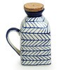 Chevron Hand- Painted 480ml Multicolour Ceramic & Mango Wood Jug with Airtight Lid