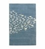 Blue Wool And Viscose Floral 5 x 8 Feet Hand Tufted Carpet