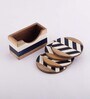 Chevron Round (Set of 5) Engineered Wood Table Coaster