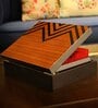 Chevron Brown & Black Wood & Veneer Tea Box