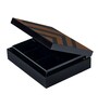 Chevron Brown & Black Wood & Veneer Tea Box
