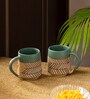 Chevron Waves Textured 280ml Multicolour Ceramic (Set of 6) Coffee Mugs
