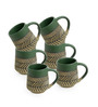 Chevron Waves Textured 280ml Multicolour Ceramic (Set of 6) Coffee Mugs