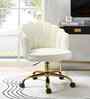 Cheylee Velvet Fabric Guest Chair In Beige Colour