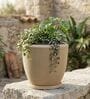 CHIA Beige 12 Inch German Polymer Round Plant Container With Saucer