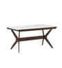 Chicago American Marble Top 6 Seater Dining Table In Walnut & Beige Finish